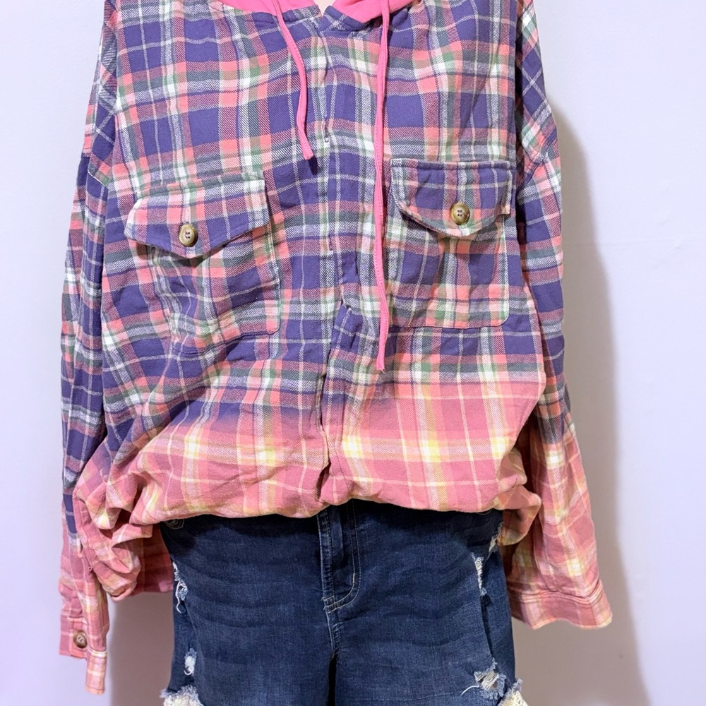 White Birch Pink and Purple Button Down Shirt